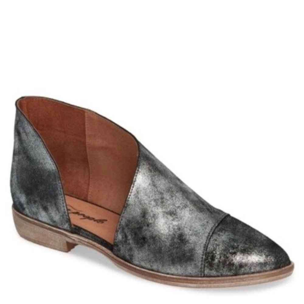 New Free People Metalic Leather Loafers Booties Shoes Sz 37/6.5